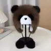 Gorro de Peluche de Panda Lindo para Padre e Hijo Otoño e Invierno Engrosado y Cálido para Circunferencia de Cabeza Grande Gorro Pulóver con Orejas de Imitación de Piel de Zorro Protección Auditiva