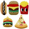 Desenho Animado Criativo Cola de PVC Artificial Comida Hambúrguer Batatas Fritas Pizza Pingente Bolsa Chaveiro de Carro Acessórios de Joias