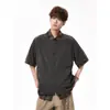 Camisa de manga corta a cuadros estilo retro americano de 'old money', imitación de dos piezas, para hombre y mujer, camisa de punto de pareja para el verano 2026