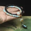 Pulsera de Hilo Doble con Cuentas de Piedra Shoushan Ébano 6mm Gato Garra Chica Cuentas de Nicho Fábrica Venta al Por Mayor