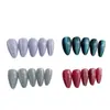 Set Transfronterizo Ojo de Gato de 96 Piezas, Uñas Postizas Largas en Forma de Almendra Ojo de Gato Color Sólido Rojo Vino, Combinación de 4 Colores, Piezas de Uñas Removibles