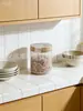 Pote Selado Transparente de Aparência Premium com Tampa para Armazenamento na Cozinha, à Prova de Umidade e Insetos, para Armazenar Grãos e Chá, Formato Redondo