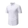 Camisa de manga corta para hombre transfronteriza, alta calidad, elástica, resistente a las arrugas, talla grande, estilo casual y de negocios