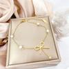 Jóias transfronteiriças atacado doce arco pérola borla diamante pulseira luz luxo moda online moda moda não desbota