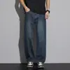 Jeans para hombre 2026 verano nuevo estilo lavado vintage holgados rectos pantalones de marca de moda versátiles casuales pantalones largos