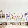 Papel Tapiz de Plantas y Flores, Pasto y Plantas Verdes, Pegatinas de Mariposas, Pintura Decorativa para Rodapié de Sala de Estar y Dormitorio en Casa, Pegatinas de Pared de PVC