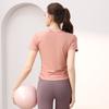 Roupa de Yoga Feminina Lasel Elegante Treino de Pilates Verão Top Esportivo Secagem Rápida Respirável Corrida Fitness Manga Curta
