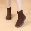 Botas de nieve para mujer de suela plana, nuevo estilo invierno 2026, caña corta, forradas de felpa, cálidas y con acolchado de algodón, suela suave, antideslizantes, botines