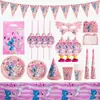 Colección de Vajilla Desechable con Temática de Stitch para Fiesta de Cumpleaños Transfronteriza Platos Redondos para Pastel Platos Redondos Platos para Postre