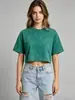 Nuevo Estilo Transfronterizo Lavado Americano Desgastado Camiseta de Chica Picante para Mujer Manga Corta Retro Copos de Nieve Fritos Logo Bordado Impreso para Mujer
