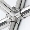 Conectores de Tubo de Aço Inoxidável, Fixadores para Tubo Redondo, Acessórios para Cabideiro, Cotovelos de 19/25/32mm, Conectores de Três Vias e Quatro Vias