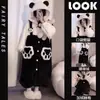 Lindo Pijama de Panda para Mujer Otoño e Invierno Vellón de Coral Forrado de Felpa Engrosado Cálido Pijama Portátil Conjunto de Ropa para el Hogar Nuevo Estilo