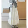 Falda midi de retazos de encaje francés H1494 para mujer, nuevo estilo de otoño, falda de pastel de línea A de cintura alta adelgazante, vestido largo suave y elegante