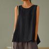 2026 Talla Grande Holgado Casual Algodón y Lino Color Sólido Sin Mangas Top Camiseta Camisola Talla Grande Camisola para Mujeres Tallas Grandes