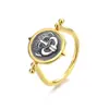 Anillo de Moneda Antigua Medusa Plata de Ley Anillo de Moneda Antigua Anillo de Dedo Índice Rotatorio Doble Cara de Lujo Ligero de Gama Alta de Nicho para Mujer