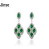 Jinse Europeu e Americano elegante das mulheres elegantes brincos de zircão esmeralda retro simples all-match brincos brincos brincos brincos
