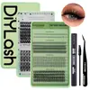 Conjunto Popular Transfronteiriço de Extensão de Cílios Postiços de Grande Capacidade DIY Cabelo de Cluster Único Auto-Enxertável Segmentado Curvatura D Natural Espesso
