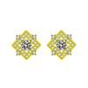 Pendientes de Flor de Trébol de Platino Jinjiahua con Circonita Flor Completa de Diamante Forma de Girasol Pendientes de Estrella de Gama Alta