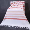 [Personalizado] Toallas de Baño Rayadas Transfronterizas al por Mayor Toallas de Baño con Borlas y Encaje Toalla tipo Chal Toallas de Playa con Borlas Turcas
