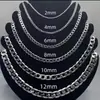 Cadena Plateada One to One Cadena Cubana Accesorios Estilo Urbano para Hombres y Mujeres Joyería de Moda 2mm-12mm40-75C