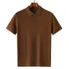 Nuevo Polo de Punto Fino de Manga Corta para Hombre 2025 100% Cachemira Casual de Negocios