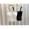 Verano 2024 Camisola de celebridad de Internet sexy ropa exterior encaje costuras oreja de madera top sin mangas escote bajo ropa interior Mujer