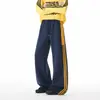 Pantalones deportivos de hombre de moda con tres franjas laterales, pierna recta holgada, pantalones de chándal casual hasta el suelo para primavera y otoño, nuevo estilo versátil