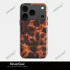 Funda de Teléfono Estilo Retro Patrón Carey Ámbar de Comercio Exterior para Apple 17Pm, Lujo Ligero Estampado Leopardo Brillante Funda de Película Dos en Uno