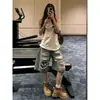 Jeans Anchos Cortos Rasgados Estilo Americano para Mujer 2026 Verano Nuevos de Cintura Alta Sueltos Adelgazantes Estilo Callejero Pantalones Versátiles