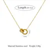 Collar Transfronterizo de Lujo Ligero con Doble Anillo, Cadena de Moda de Acero Inoxidable con Diamantes, Cadena de Clavícula de Moda, Simple y Único para Mujeres