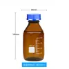 Botella de reactivo transparente marrón tapa azul botella de seda botella de rosca botella sellada 100 250 500 1000 ml botella de vidrio