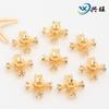 Banhado a cobre cor ouro real 14K de longa duração contas trevo de quatro folhas compartimento de zircônia cruzada pulseira DIY colar micro cravejado contas de zircônia