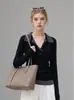 Elegante suéter de punto con cuello polo azul marino de color contrastante para mujer, primavera y otoño, casual y elegante, capa base suave y acogedora 9208