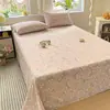 Lençol de Cama Individual 100% Algodão Classe A para Dormir Nu, Estilo Fresco de Creme, Conjunto de Três Peças de Lençol de Cama Individual e Casal de Algodão Lavado para Todas as Estações