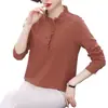 Top de Manga Larga, Camiseta de Primavera y Otoño, Cuello Fungus para Mujer, Talla Grande Holgada con Cuello Alto para Madres de Mediana Edad, Camiseta Básica de Estilo Nuevo