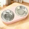 Comedero Doble para Mascotas al por Mayor Tazón para Gatos Recipiente para Gatos Color Macarrón Comedero Doble para Mascotas Venta Directa de Fábrica