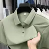 Camisa polo fina sin costuras de manga corta para hombre de verano, nuevo estilo de negocios ligero, camiseta elástica de media manga para hombre