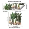 Adesivos de Parede com Vasos de Plantas Tropicais Verdes Transfronteiriços para Quarto, Sala de Estar, Hall de Entrada, Decoração para Embelezamento de Paredes