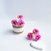 Cabeza de flor de rosa artificial de 3 pétalos, flor falsa, flor de seda, material para manualidades DIY, tocado Hanfu, decoración floral para sala de estar