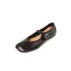 Sapatos Mary Jane de Couro Bovino de Primeira Camada com Biqueira Dividida para Mulheres, Sapatos de Bico Baixo de Uma Fivela, Novo Estilo Primavera e Verão, Sapatos Baixos de Couro Genuíno com Tira Única para Mulheres
