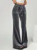 Moda Femenina Transfronteriza Europea y Americana Otoño e Invierno 2025 Pantalones de Campana, Pantalones Acampanados Casuales Adelgazantes, Pantalones Largos de Terciopelo con Caída