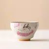 Taza de té de cerámica grande y linda con diseño floral, adecuada para uso doméstico, taza personal para niñas