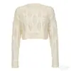 Moda Feminina Europeia e Americana Primavera 2026 Nova Roupa Feminina Estilo Ins Suéter Sexy Hot Girl Cropped Solto Tricô Vazado