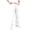 Nuevos Pantalones Largos de Verano Pantalones de Playa con Bolsillo Cordón Diseño de Cordón Elástico, Pantalones Largos Casuales Simples Transpirables Moda