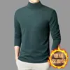 Otoño Invierno Nuevo Ropa Interior de Punto de Felpa Doble Cara de Cuello Alto para Hombre, Gruesa, Cálida, Manga Larga para Hombre