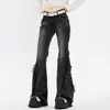 Jeans de Diseño Lavado Desgastado con Estilo High Street Americano Pantalones Versátiles de Corte Delgado Acampanados de Longitud Completa para Mujer