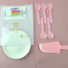 Pastel de cumpleaños cuchillo tenedor plato vela plato de cena plato juego de vajilla plato de papel desechable combinación de cuchillo y tenedor de plástico estampado floral