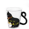 Taza de vidrio creativa y linda estilo japonés con tema de gato, adecuada para niñas, para agua, café o leche, una taza de desayuno con diseño de pata de gato, perfecta para uso en casa