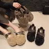 Gorros de Felpa con Suela Gruesa Zapatos de Algodón 2026 Otoño/Invierno Nuevos Cálidos Estilo Francés con Faldas Zapatos de Piel con Doble Hebilla para Mujer