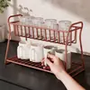 Suporte Drenante para Copos de Água de Camada Dupla Bancada de Mesa de Jantar Prateleira Oca para Armazenamento de Xícaras de Chá Xícaras de Café Canecas Aparador